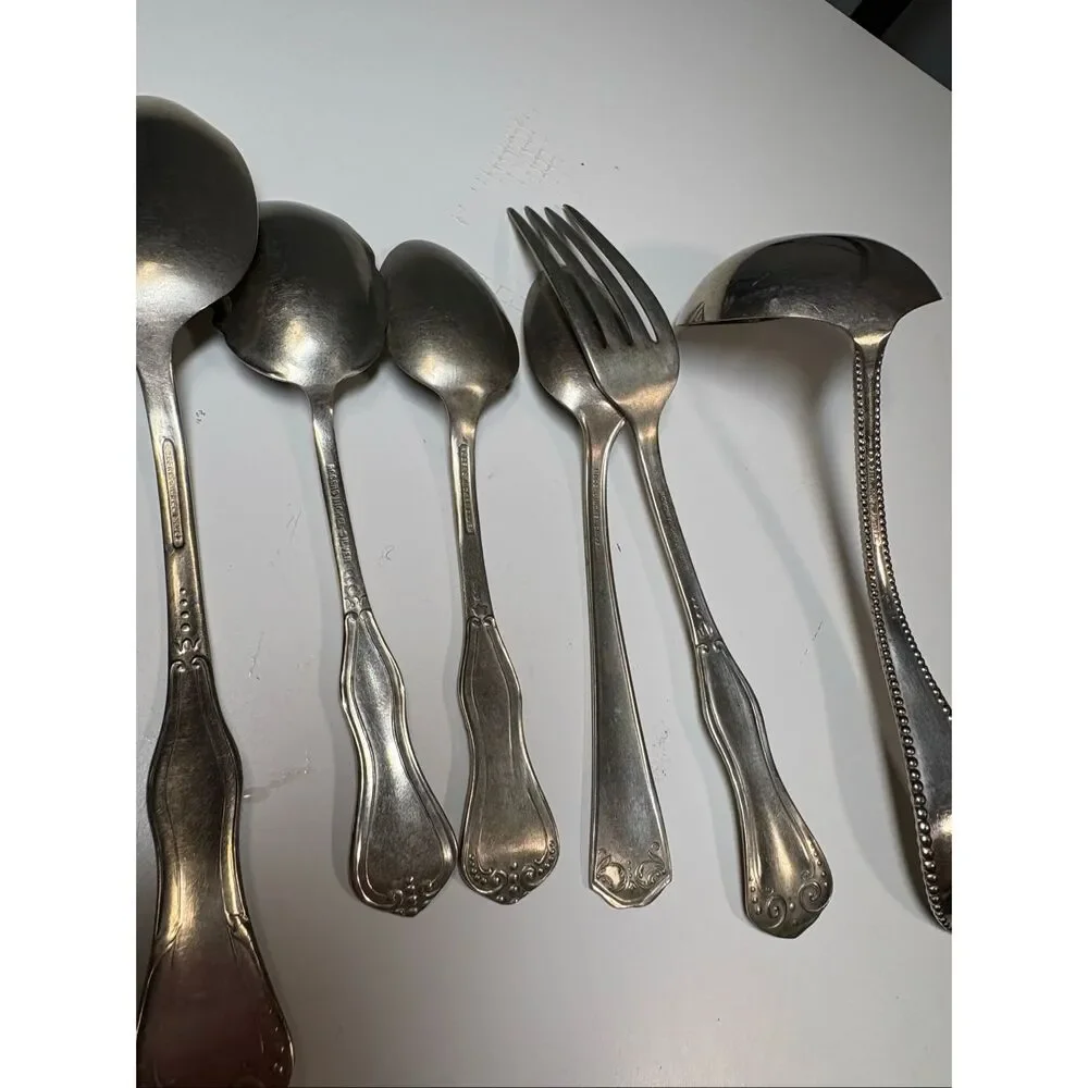 Vintage Silverplate Flatware Lot 10 Mixed Serving Pieces Rogers Wm Rogers